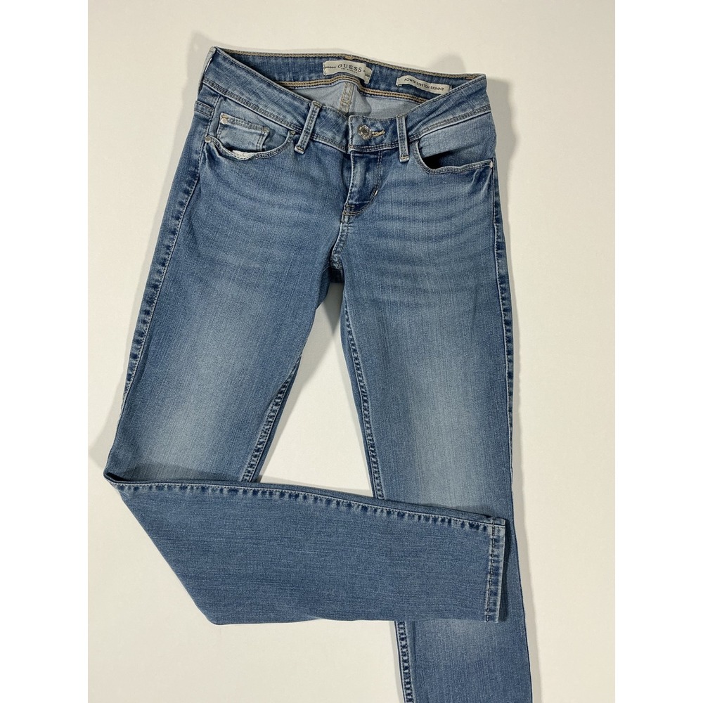 GUESS Eco Power Stretch Skinny Jeans Low Rise Light Wash Size 24 RG